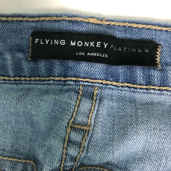 Flying Monkey 29 X 28 Platinum Distressed Ripped Skinny Jeans Medium Wash - Picture 3 of 10